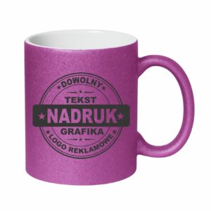 Kubki reklamowe brokatowe – różowe, 330 ml