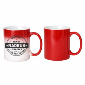 Kubki reklamowe czerwony matowy – magiczne, 330 ml