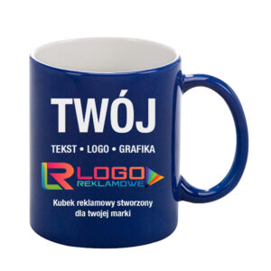 Kubki reklamowe niebieski matowy – magiczne, 330 ml