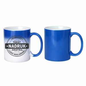 Kubki reklamowe niebieski matowy – magiczne, 330 ml