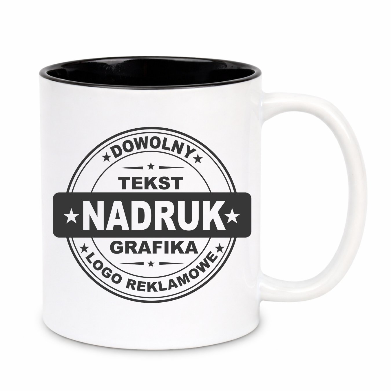 Kubki reklamowe – białe z czarnym wnętrzem, 330 m