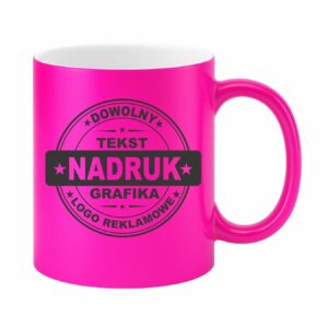 Kubki reklamowe fluorescencyjne – błyszczące różowe, 330 ml