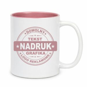 Kubki reklamowe – białe z różowym wnętrzem, 330 ml